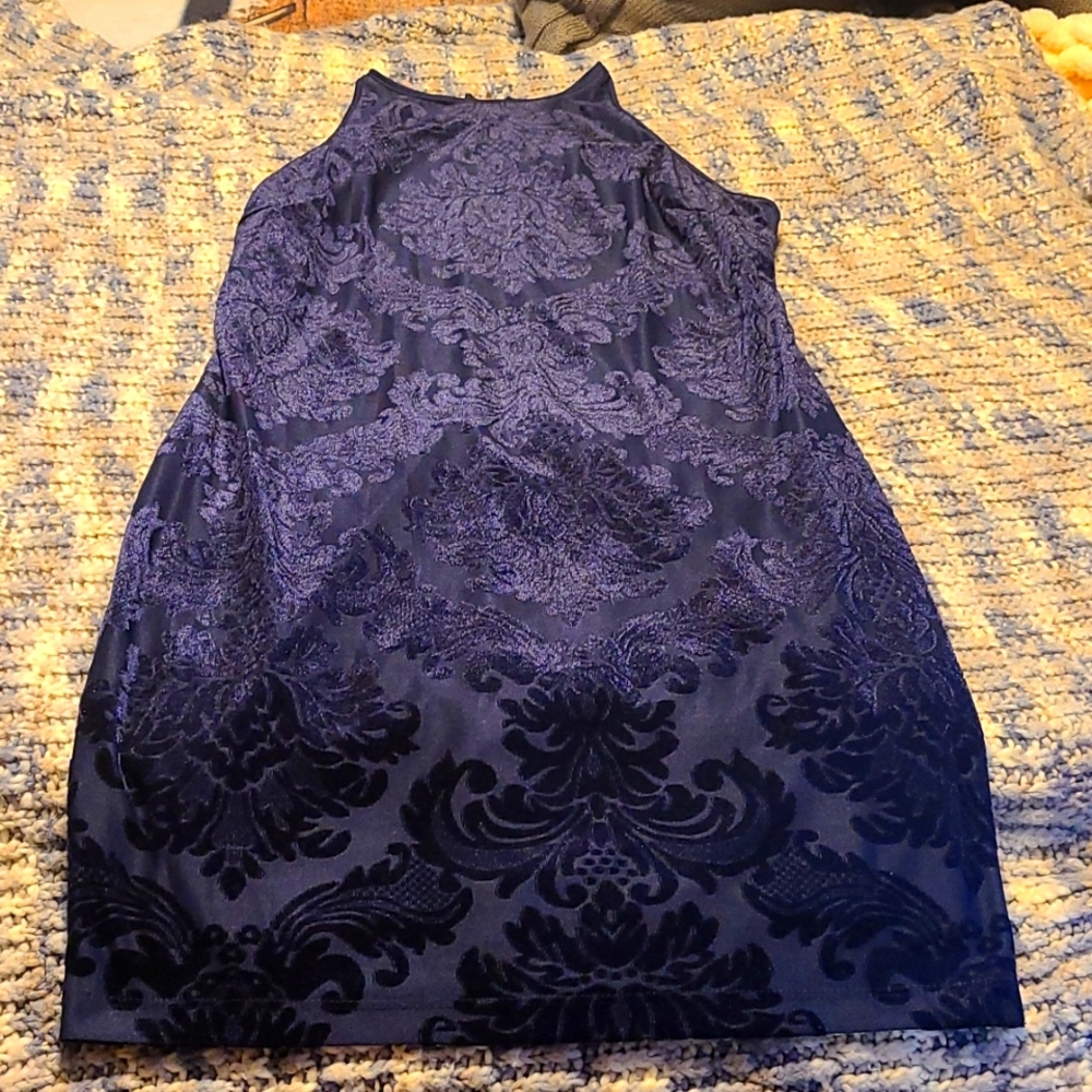 Beautiful blue velvet tank dress